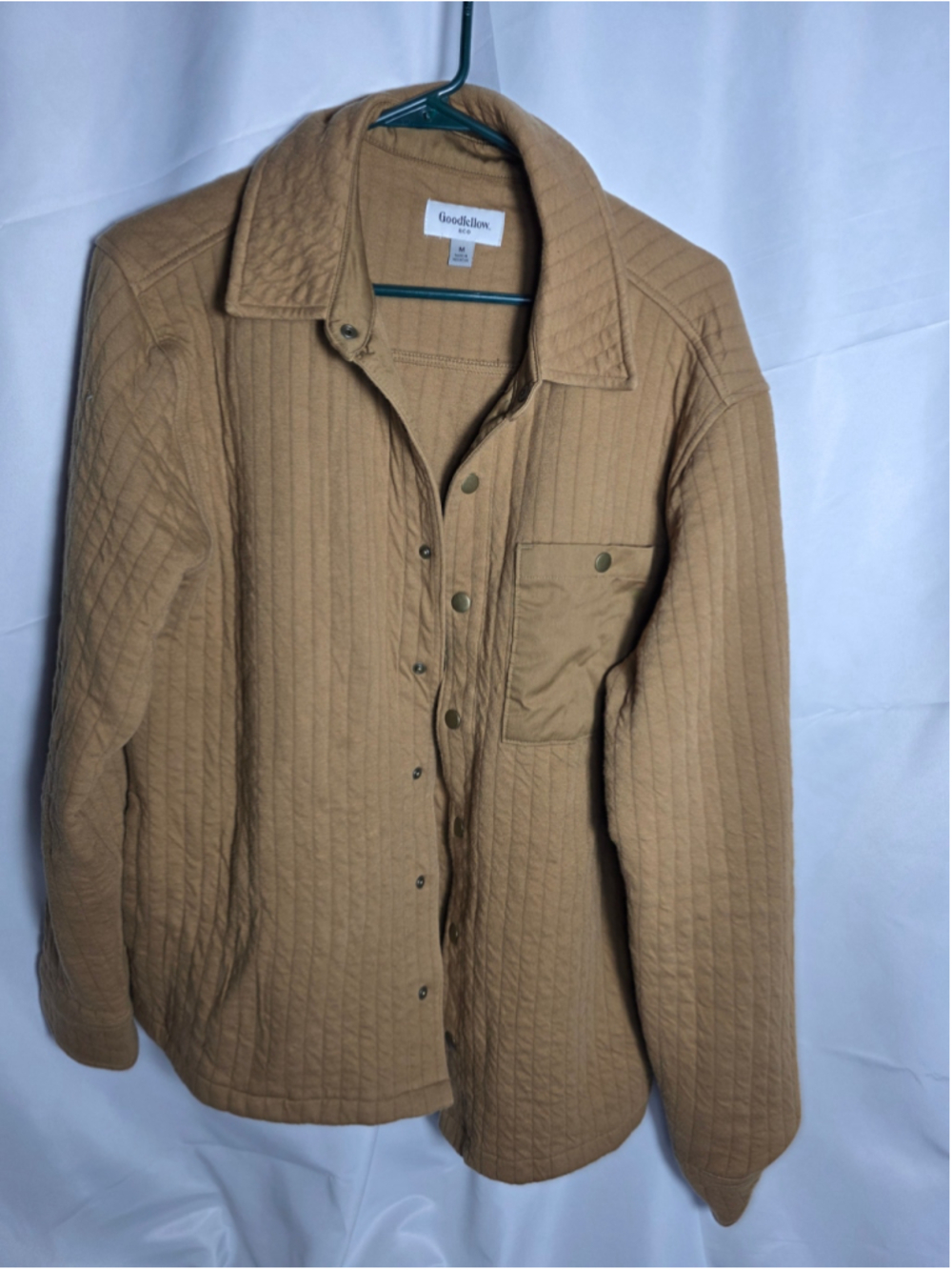Men's Goodfellow & Co Quilted Shirt Jacket Tan Size M grandpacore quiet luxury